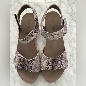 Boutique Snake Print Sandals - Black and Beige